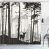 Decorative Shower Curtain, Silhouette of Pine Forest Family Deer and Birds, Brown 72"x78" Waterproof Bathroom Set with