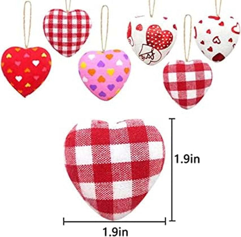 EBaokuup 30 Pcs Valentines Fabric Heart Ornament for Hanging, Heart-Shaped Decoration for Valentine's Day Home Decor