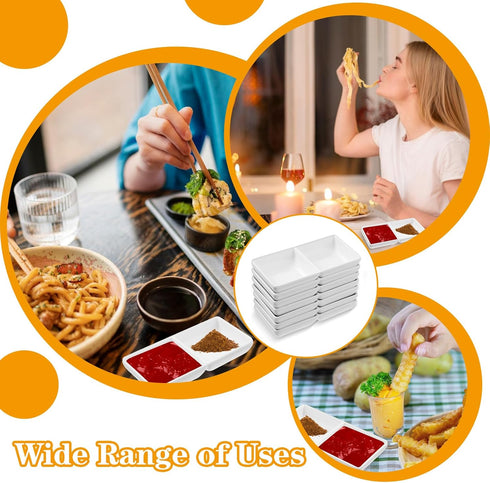 16 PCS Sauce Dish, Wet & Dry Double Layer Dipping Bowl, Large Capacity for Restaurant Kitchen Dining Room, White