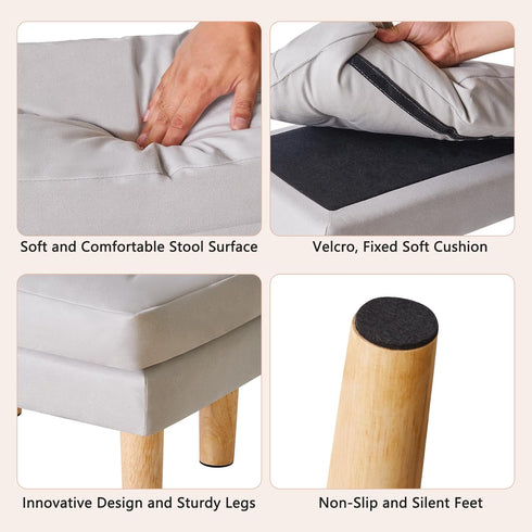 16.34" 12.4" W12.6" UHBD041G YMYNY Small Footstool Ottoman, Faux Leather Footrest with Sponge Padded Seat, Step Stool
