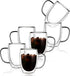CNGLASS 6 Pack Double Walled Glass Coffee Mugs12oz Clear Coffee Cups with