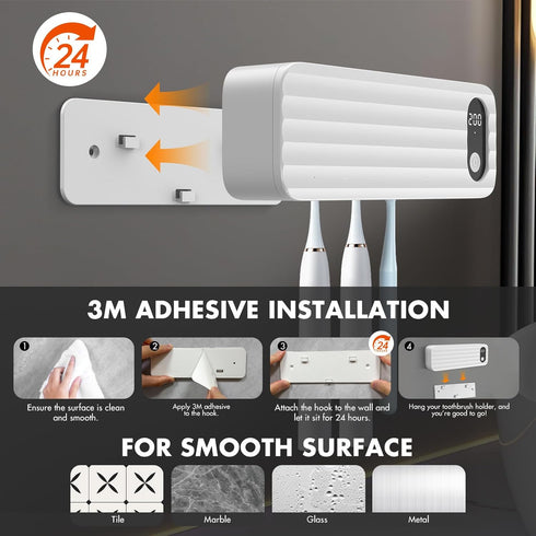 5 200/400s Auntyfey Sanitizeri Toothbrush Cleaner with Slots, Smart Sanitizeri Toothbrush Holder Organizer, Cordless No