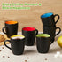 6 Pack Set, 12 Qipecedm Porcelain Coffee Mugs Ounces Ceramic Coffee Mugs, Matte Black Coffee Mug, Restaurant Cups