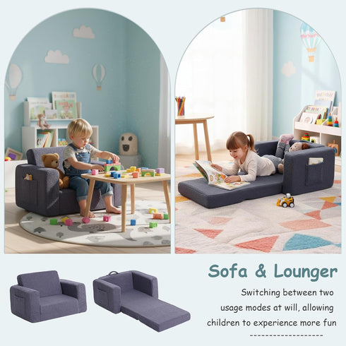 2-in-1 Tiita Kids Sofa, Kid Chairs, Convertible Children Couch to Lounger, Flip Out Kids Chair, Toddler Armrest Chair