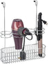 mDesign Metal Over Door Bathroom Hair Care & Styling Tool Organizer, Storage Basket for Hair Dryer, Flat Irons, Curling