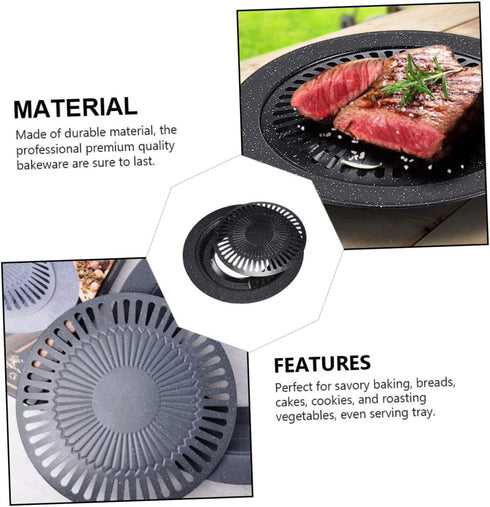 Portable Gas Stove Iron Baking Pan Baking Dishes for Oven Korean Bbq Grill Pan Table Bbq Plate Kabob Grill Roasting Pans for Ovens Korean Grill Pan Cast Iron Thicken Mold by LABRIMP