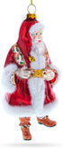 Santa in Fur Coat Christmas Ornament, Glass