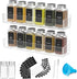 PMMASTO Adhesive Acrylic Spice Rack Organizer with 12 Empty Square Spice Jars,