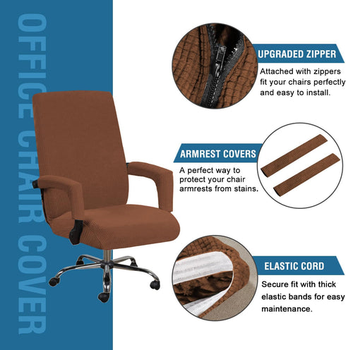 H.VERSAILTEX Stretchable Home Office Chair Covers for Mid-High Back Universal Executive Boss Chair, Caramel - Large