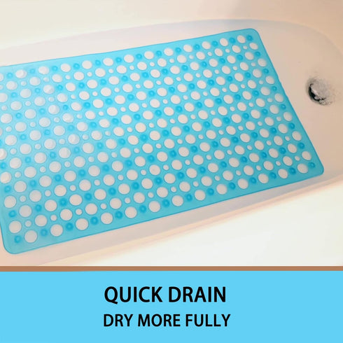 Non-Slip Bath Mat for Tub, 30 x 17 Inch Machine Washable Shower Mat with Suction Cups, Quick Drain Bathtub Mat for
