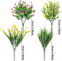 Ageomet 9pcs Spring Flowers, Artificial UV Resistant Plastic Flowers for Home Decor, Cemetery Decoration