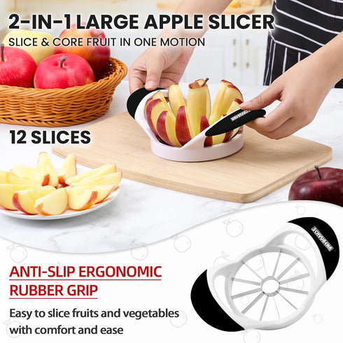 12-Blade 4.72 Inch SCHVUBENR Apple Slicer and Corer - Sharp Stainless Steel Apple Cutter - Professional Apple Divider