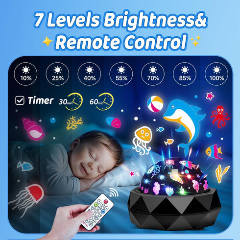 15 15 3 PIKOY Night Light Projector for Kids Room - Colors, White Noise, Films, Remote - Rechargeable Star Lights
