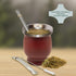 Norte Yerba Mate Cup Kit, 8-Ounces Traditional Gourd Set with 2 Bombillas & Cleaning Brush, Burgundy