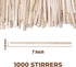 Makerstep 1000 Pack Birch Wood Coffee Stirrers, 7 Inch Eco-friendly Sturdy Sticks for Coffee Nook