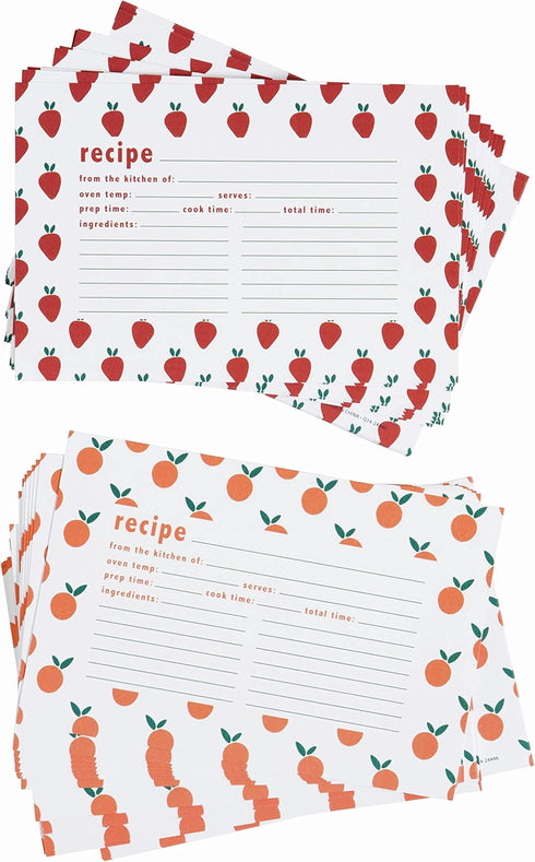 C.R. Gibson Fruit Double-Sided Recipe Card Set, 4" W x 6" L, Multicolor