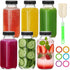 BIGIVACA 8 oz Glass Juice Bottles with Lids,6 PACK Bottles for Juicing,Square