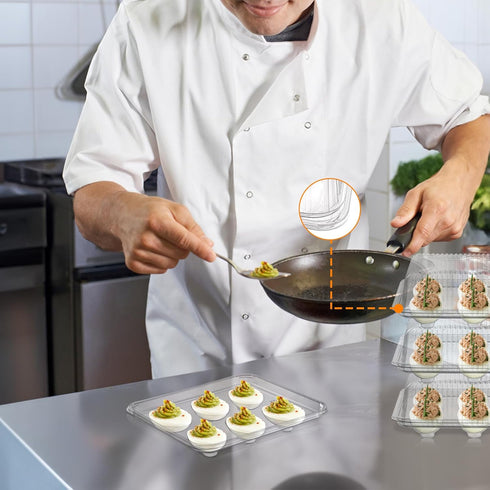 50 Pack 6 Yopay Deviled Egg Trays with lid, Plastic Clear Slots Deviled Eggs Halves Carrier Deviled Container Dish