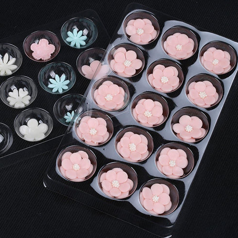 2 Pcs Set 15 Cavity Sugar Flower Fondant Shaping Plate, Plastic Mold