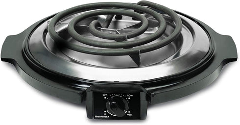 Elite Gourmet ESB-300X Single Countertop Coiled Burner, 1000 Watts Electric Hot Plate, Black, Easy to Clean