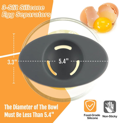 2PCS 3-Slit Set 2 Silicone Egg Separators, Food-Silicone Egg White Separator, Egg White Separator from Yolk for Baking