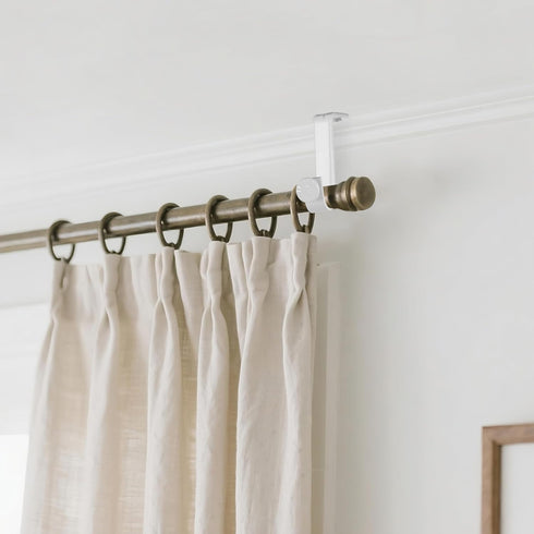 4 Pack Ceiling Curtain Rod Bracket, Heavy Duty Single Curtain Rod Holders for 1 Inch Drapery, Living Room Bedroom, White