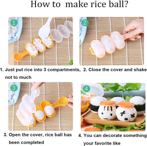 MXY Rice Ball Mould Shaker, Sushi Roll Maker Kitchen Tools for DIY Lunch