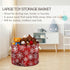 Christmas Large Storage Basket with Red Pattern and Snowflakes for Toys, Clothes, Laundry Hamper Organizer Bag with