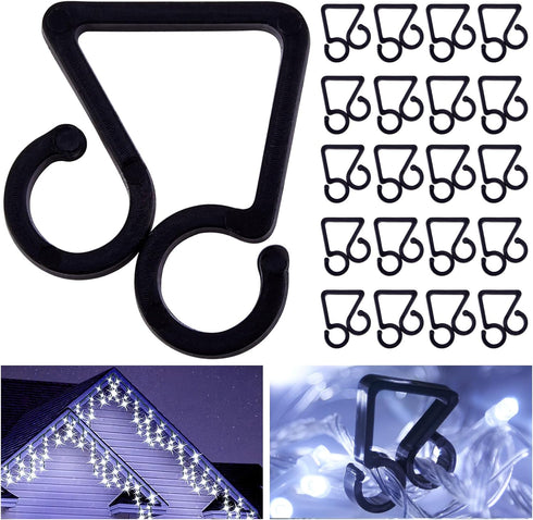 Vikdio 30 Pcs Black Gutter Hooks for Christmas Lights, Holiday Light Clips, Gutter Clips for Outdoor String Icicle