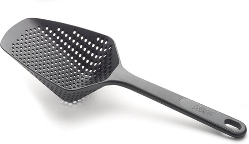 Joseph Joseph Large Scoop Plus Colander, Spoon Drainer/Strainer, Heat Resistant up to 200°C (392°F), Black