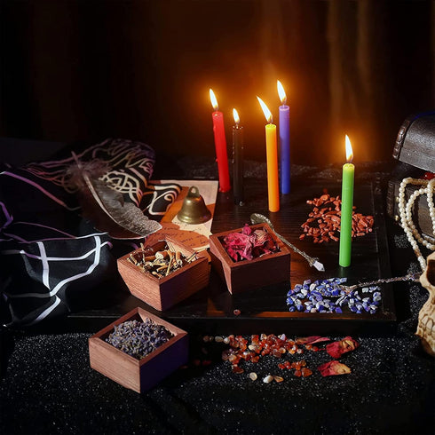IRmm 85 Witchcraft Supplies Kit, PCS Wiccan Supplies and Tools, Include Dried Herbs, Crystal Jars, Colored Candles