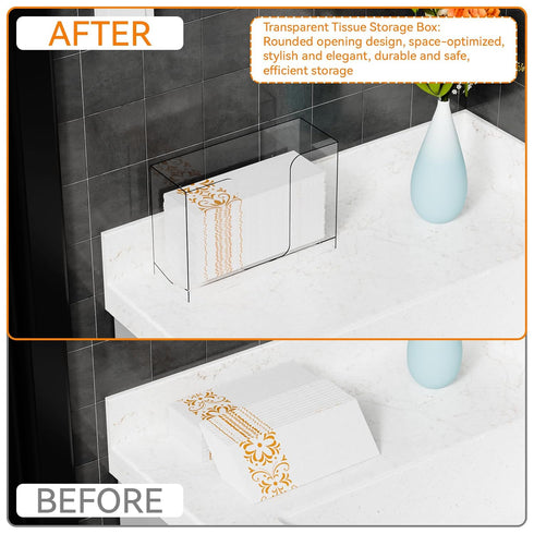 Bathroom,Home,Counter Commercial Cq acrylic Multifold Paper Towel Dispenser & Box for Top or Wall Mount, Clear Paper