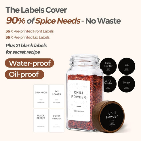 24Pcs (4Oz) ComSaf Glass Spice Jars with Label, Airtight Seasoning Containers with Lid for Home Cooks to Organizing
