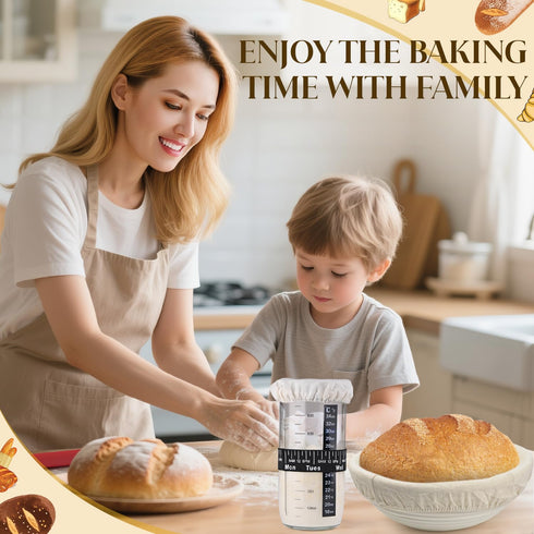 krhhchi Sourdough Starter Kit, Sourdough Bread Baking Supplies with Bread Proofing Basket, Starter Jar, Bread Making