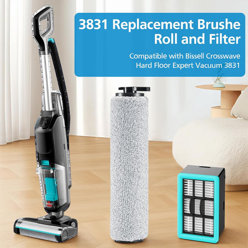 6-pack 3831 HF2/3845N/3831 3 Rolls+3 Vacuum Cleaner Brush Roll+ Filter Replacement Parts for Bissell Crosswave Floor