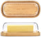 Bamboo Butter Dish with Lid, Dishwasher Safe Butter Holder for East/West Coast Butter Storage