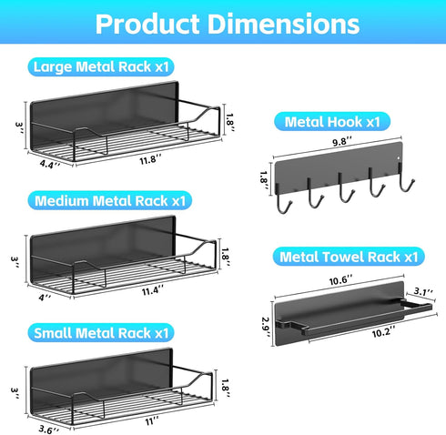 FancyMule 5 Pack Magnetic Spice Rack for Refrigerator, Magnetic Fridge Organizer Shelves, Strong Magnetic Hold, No