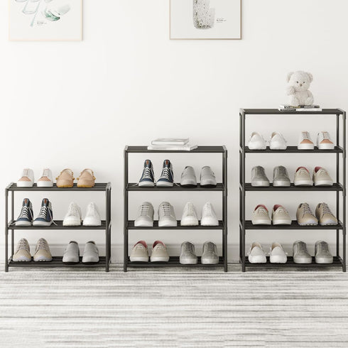 Yegazte Closet (4-Tier,Black) Small Metal Shoe Rack,Stackble Shoe Stand Storage Organizer for Entryway, Hallway