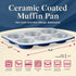 Bake with Elegance: 6-Cup Cake/Muffin Pan Set - Blue, Teal, Marble, Golden, Cream - Aluminized Steel with Ceramic Non-Stick Coating, PFOA & PFAS Free - Non-Toxic, Heavy-Duty Bakeware by BAKKENMASTER