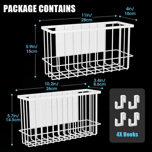 NiHome Magnetic Metal Basket Organizers 2PCS, Versatile Storage for Kitchen & Office, Holds Up to 14 lbs, Space-Saving