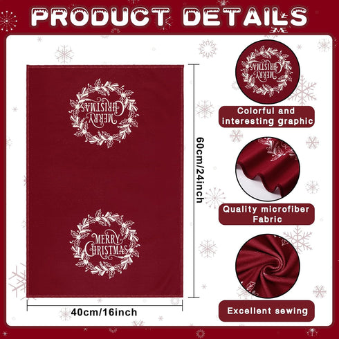 Tatuo 6 Pcs Christmas Kitchen Towels, Snowflake Merry Christmas Tree Dish Towels, Absorbent Hand Towels for Home