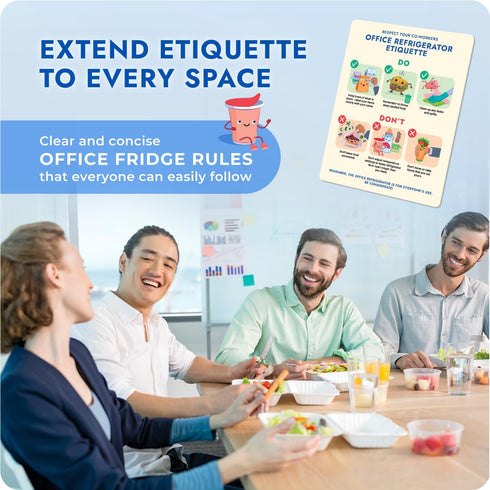 Office Refrigerator Etiquette Guide - Magnetic Signs for Refrigerator to Promote Respectful Behavior - Cute Office Supplies & Office Accessories - Office Must Haves Kitchen Decor - Office Essentials by Levain & Co