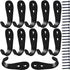 MsBong 12 Pcs Black Coat Hooks for Wall, Heavy Duty Wall Mounted Hooks for Coats, Key, Towel, Bags