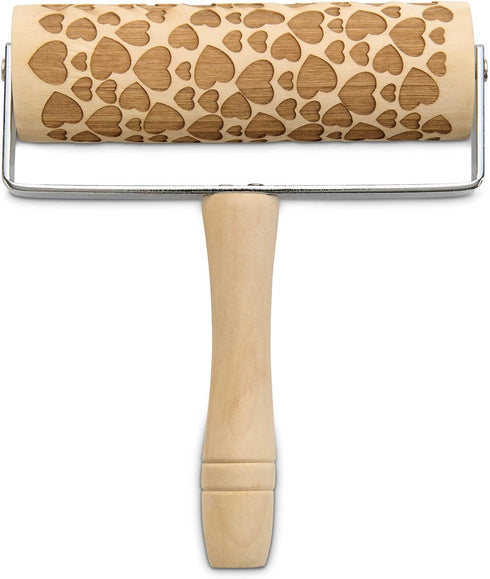 Mrs. Anderson’s Baking Mini Embossing Rolling Pin, Hearts Design, Poplar Wood and Chrome-Plated Iron.