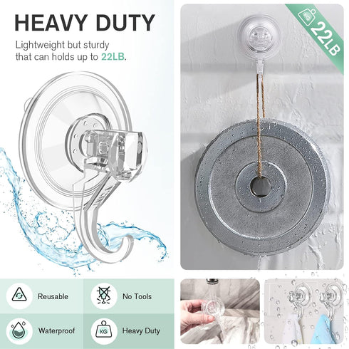 VIS'V Large Clear Heavy Duty Suction Cup Wreath Hanger, 22 LB, 4 Pcs for Halloween Christmas Decorations