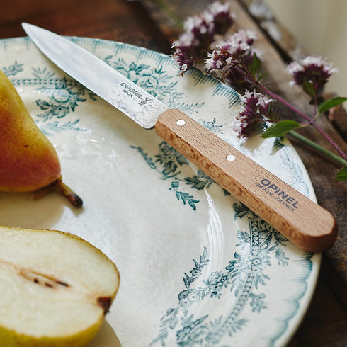 Opinel No. 112 Paring Knives 2 Piece Set, Sandvik 12C27 Steel, Beechwood Handles, Made in France