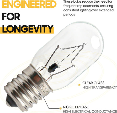 Seentech Microwave Oven Bulbs - Model 8206232A, 125V 40W E17 Base for Under Hood and Lava Lamps