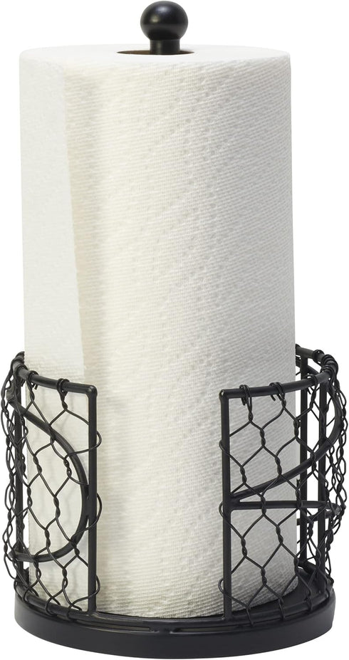 12.75-Inch Countertop Mikasa Gourmet Basics Farmer's Market Paper Towel Holder, - Decorative Iron Convenience, Black