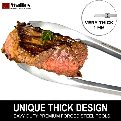 Walfos 17 Inch Extra Long Grill Tongs, Stainless Steel BBQ Tongs for Grilling, Cooking, and Turning Food