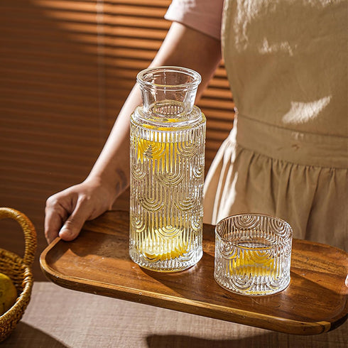 FQDGTFA Set, 21.6 Oz 6 Oz Counter, Set Bedside Water Carafe and Glass Glass Pitcher with Drinking Cup Lid